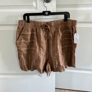 NWT TIME AND TRU shorts, brown with white stripes, elastic waist